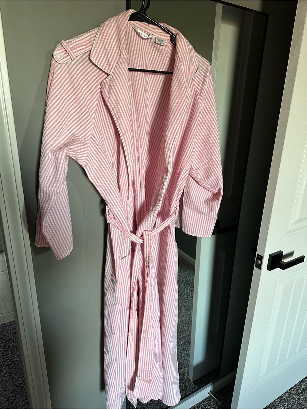 90s Pierre Cardin Pink & White Striped Long Robe